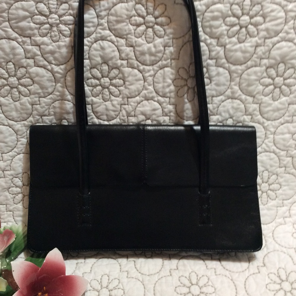 Alfani Black Leather Satchel Shoulder Bag